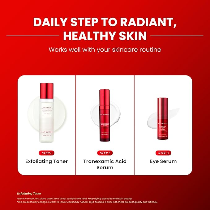 Koji White Exfoliating Toner for Face, 5% PHA BHA Toner | 2% Niacinamide, Kojic Acid & Hyaluronic Acid | Hydrating & Soothing Facial Toner | Unscented for Sensitive Skin, Vegan Skincare, 5.07 Fl Oz