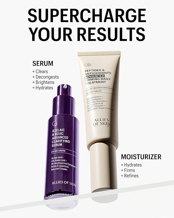 Allies of Skin Azelaic & Kojic Clarifying Face Serum | Clinically Proven for Acne & Blemish Prone Skin |10% Azelaic Acid Treats Pigmentation and Redness | Targets Pores & Uneven Skin Texture (1 Fl oz)