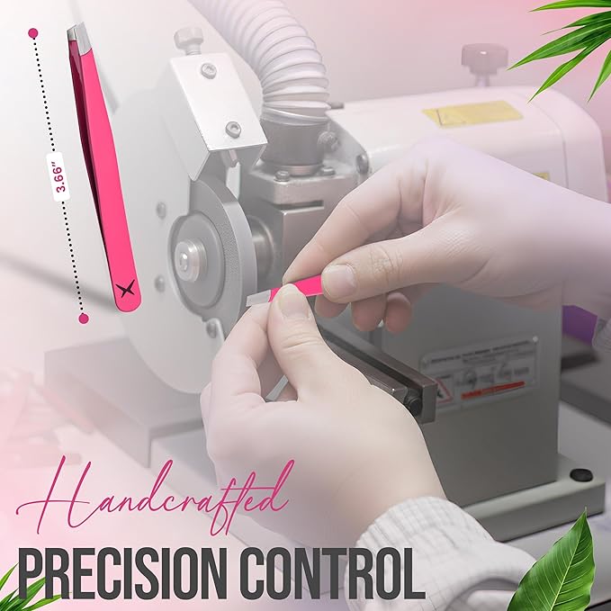 Stainless Steel Mini Slant Tweezer - Professional Precision Eyebrow Tweezers for Women & Men, Rust-Proof Travel Grooming Tool for Facial Hair Removal, Chin Hair & Ingrowns (Neon Pink)