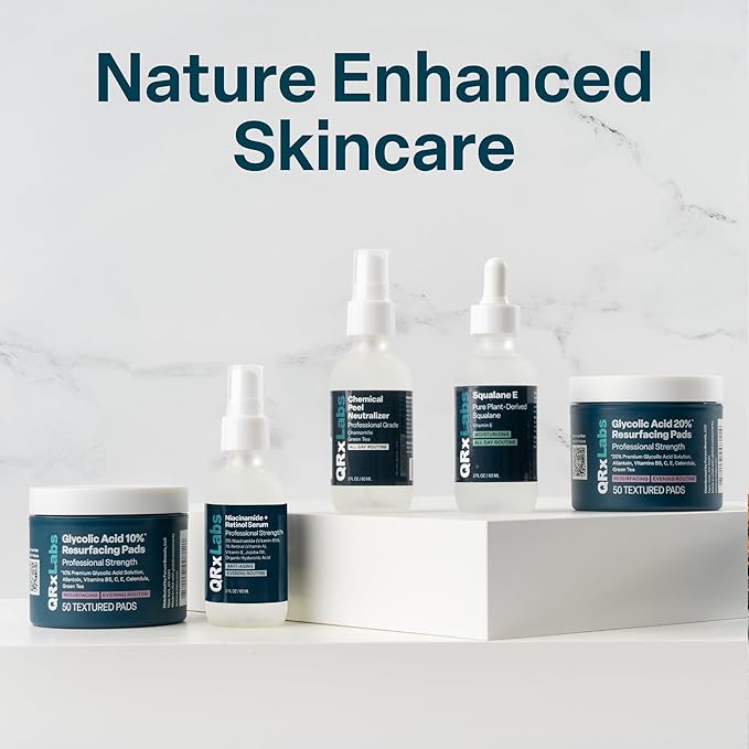 QRxLabs Salicylic & Glycolic Acid Acne Clearing Pads - 2% Salicylic & 10% Glycolic Acid - Exfoliating Pads for Acne, Bacne, Butt Acne, Body Acne - Daily Pads - 50ct