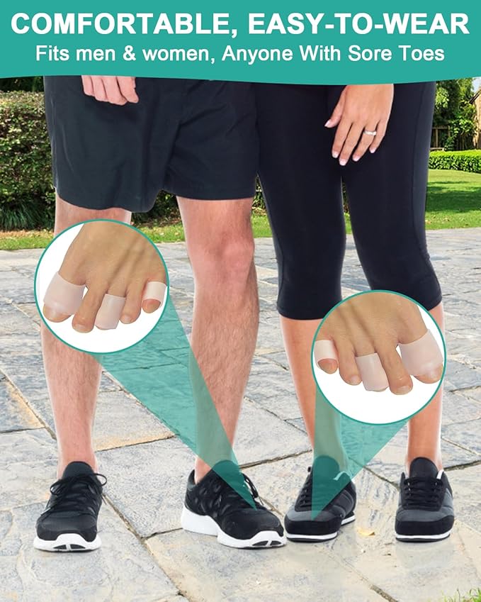 16 Pack Silicone Toe Sleeves Gel Corn Protectors Cushions for Women Men Foot Pain Relief, Soft Toe Tube Pads Corn Cushions for Calluses, Bunion Blisters, Hammertoe, Toenails Loss