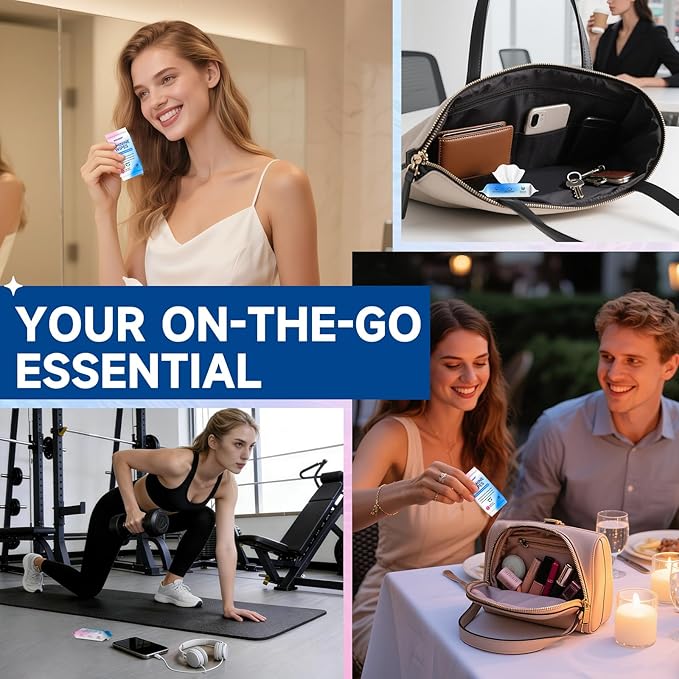 Feminine Hygiene Wipes for Women, pH Balanced & Hypoallergenic Intimate Wipes, Alcohol-Free, Gentle Female Personal Wipes, Convenient Mini Packs for Daily Use & On-The-Go,64 Wipes (Pack of 8)