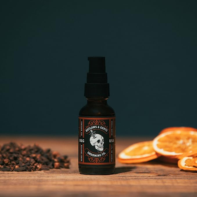 Outlaws & Gents Grooming Co. Clove and Orange Grooming Oil - All-Natural Beard and Hair Oil for Men - Moisturizes and Softens Hair, Reduces Itchiness and Flakiness