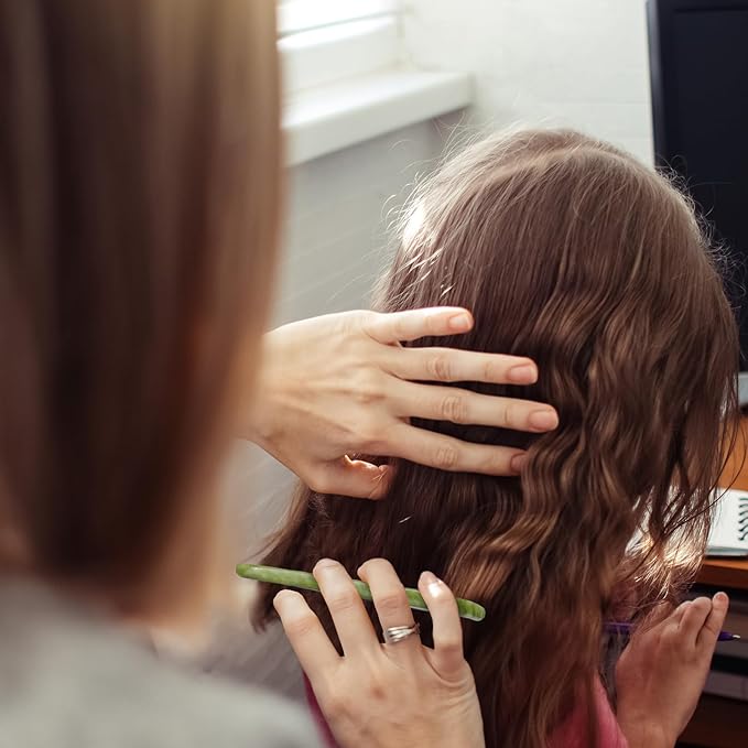 Geiserailie 2 Pcs Jade Combs Esthetician Supplies Massage Stone Hair Gua Sha Scraping Scalp Comb Facial Massage Tool Handheld Head Tools Head Caring Therapy Valentines for Women(Stylish Style)