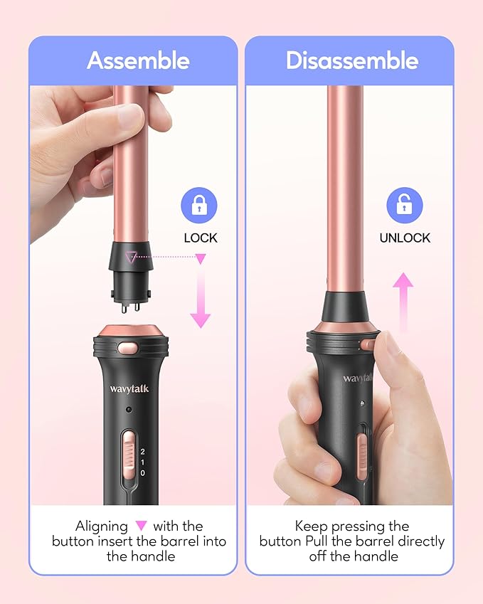 Wavytalk 5 in 1 Curling Iron,Curling Iron Set with Heated Round Brush and 4 Interchangeable Ceramic Curling Wand(0.5”-1.25"), Instant Heat Up,Dual Voltage Hair Curler