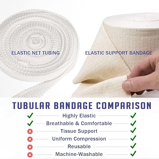 EVERLIT Elasticated Tubular Support Bandage | Stockinette Tubing for Large Arm, Knees, Legs | Light to Moderate Compression Bandage Roll For Tissue Support (Size G+ | 5" x 11 yd)