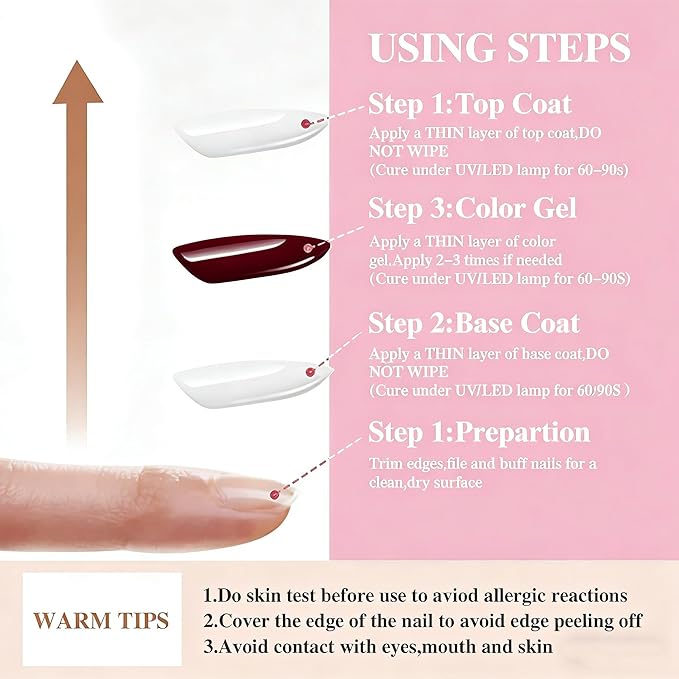 Gel Nail Polish Set, 6 Colors Milky White Transparent Pink Polish Kit Soak Off Uv LED Nail Kit Minicure DIY Nails Art for Salon Home All Season Gel Nails Kit