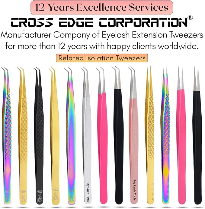 My Lash Tools New Isolation Lash Tweezers For Eyelash Extensions Best for Individual Isolation & Classic Lashes Japanese Stainless Steel Lightweight Precision Lashing Twisers (Gold)