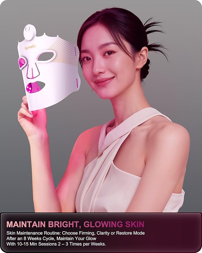 Lumefu Nimbus FDA-Cleared 3D Red Light Therapy Mask For Face 2026, Valentines Day Gift Anti-Aging & Acne Full Face Coverage 3 Treatment Modes 850nm NIR & Blue LED, Cordless Portable Home Use & Travel