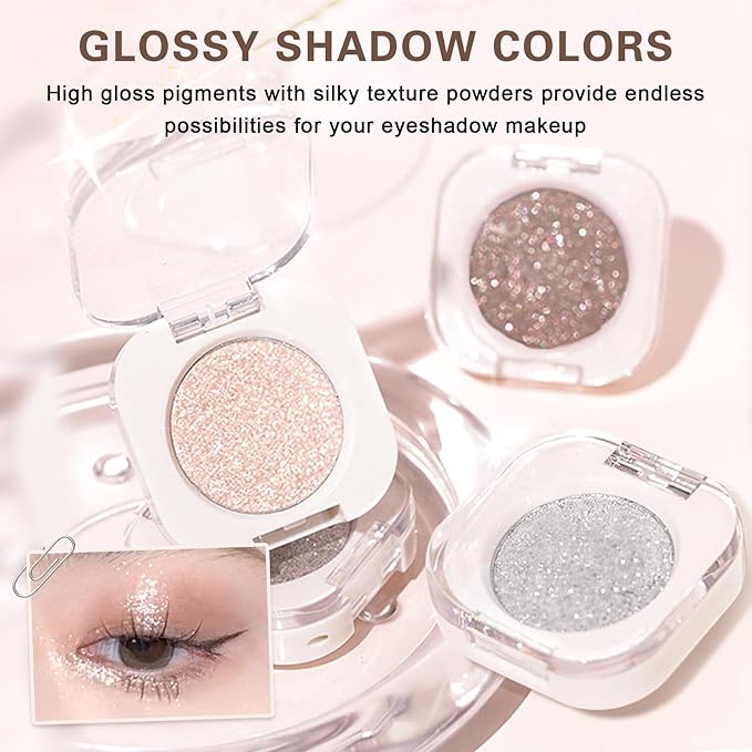 Shimmer Eyeshadow,Glitter Eye Shadow for Older Women,Lightweight Blendable Formula,Ultra-fine Smooth Powder,Daily Champagne Eyeshadow Makeup (11 Weaving Maid)