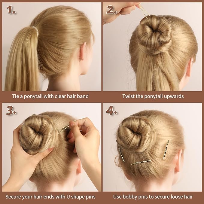 Teenitor 300pcs Blonde Bobby Pins Hair Pins 100 Bobby Pins Blonde Hair,100 Hair Pins for Women 100 Hair Bands Kit, Blonde Bobby Pins for Hair Hair Pins for Buns 2" 2.36" Bobby Pins Blonde 2" 2.75"