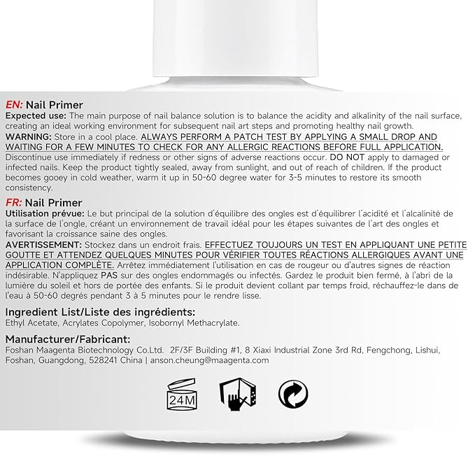 Nicedeco Hema Free Nail Primer Cruelty Free Vegan Nail Bonder, Fast Air Dry, No Lift Prep for Gel and Acrylic Powder, Foundation for Long-lasting Nail Polish