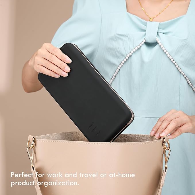 FVION Zipper Makeup Brushes Bag For Travel, Large Silicone Makeup Brush Holder, Make Up Brushes Pouch Case for Makeup Tools - Black