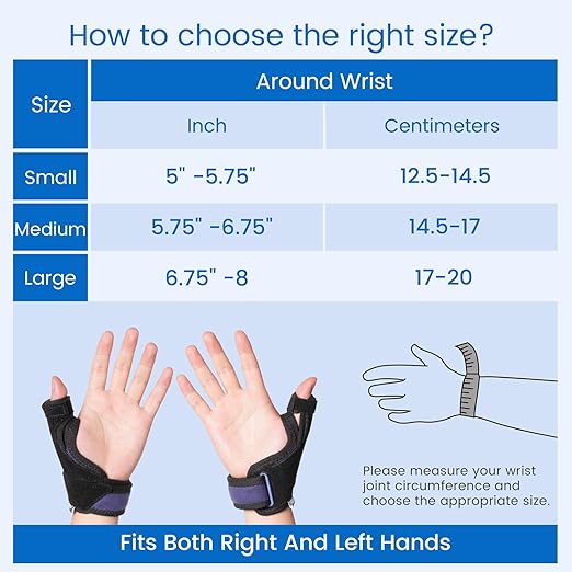 Velpeau Thumb Wrist Support Brace, CMC Thumb Spica Splint for Arthritis Pain, De Quervains Tenosynovitis, Trigger Thumb, Tendonitis, Sprain, Fits Both Left or Right Hands (Aluminum Insert Version, M)