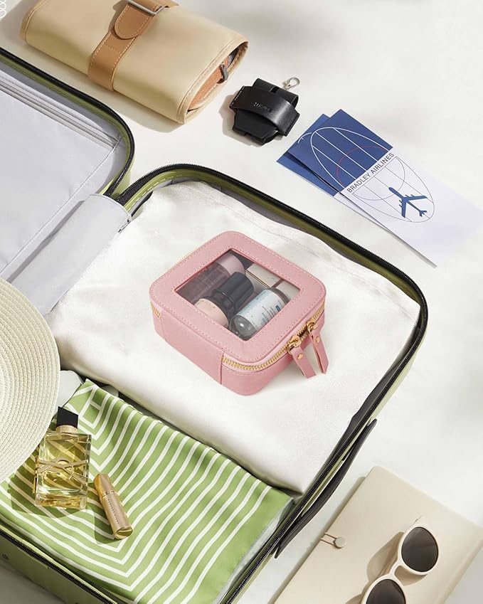 Travel Clear Makeup Bag Set, TSA Approved Cosmetic Bag Case with Zipper Portable Makeup Pouch Toiletry Bag Traveling Cosmetic Organizer Storage Bag Car Organizer Car Essentials