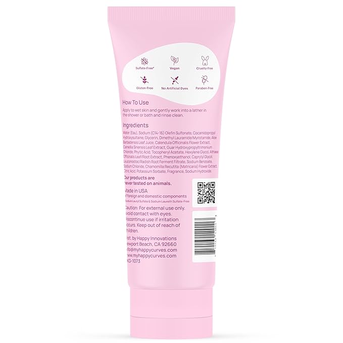 HAPPY CURVES Feminine Wash - pH Balanced Cleanser with Aloe & Vitamin E - Sulfate-Free, Paraben-Free Intimate Care for Women - Odor Control, Gentle Daily Vaginal & Sensitive Skin (Tahitian Vanilla)