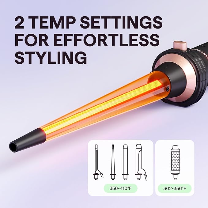 Wavytalk 5 in 1 Curling Iron Set with Curling Brush and 4 Interchangeable Ceramic Curling Wand (0.35"-1.25”), Wand Curling Iron Instant Heat Up, Dual Voltage Hair Curler