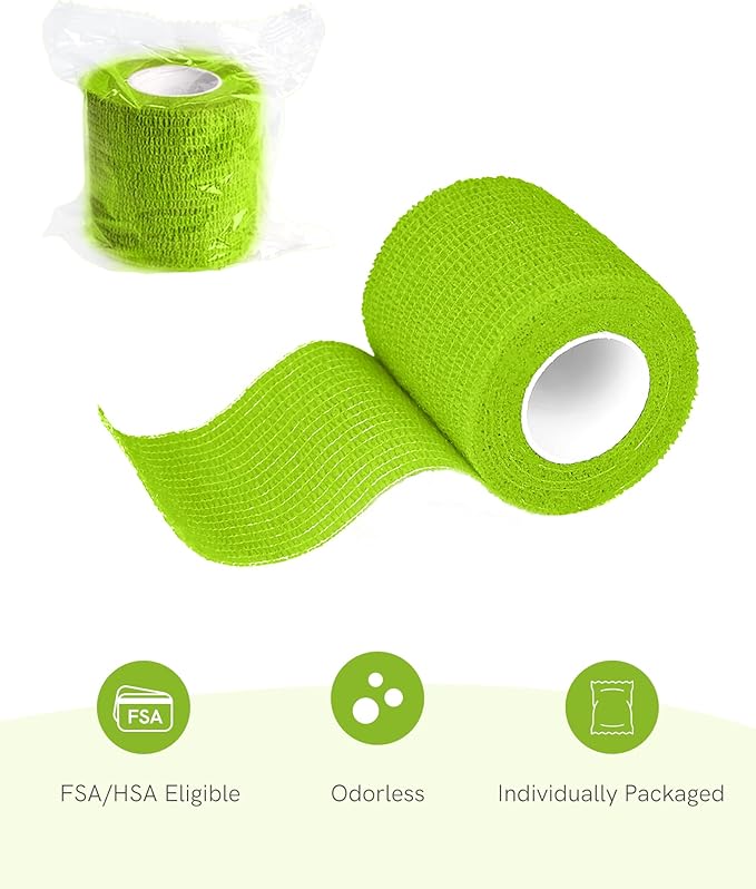 FriCARE Self Adhesive Bandage Wrap, Medical Tape in First Aid Kit, Cohesive Bandages for Wounds Sport Vet, 2 inches X 5 Yards 6 Rolls, Jubilee Spark