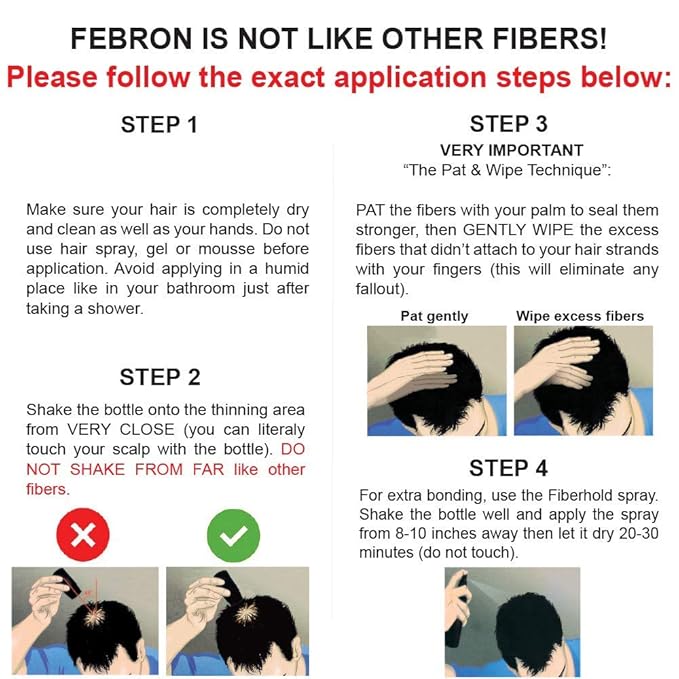 FEBRON Hair Fibers For Thinning Hair For Women & Men Hair Loss Concealer Hair Powder Volumizing Based 100% Undetectable & Natural - Bald Spots Filler (30 Gram, Light COOL Brown)