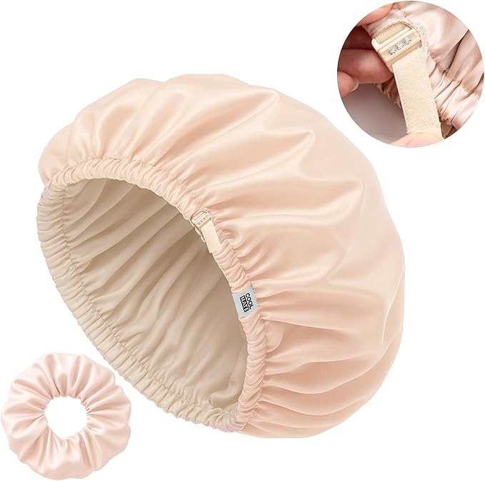 CoolMate Adjustable Satin Silk Bonnet for Sleeping Women, Tie Double Lined Silk Bonnet for Women Long Hair