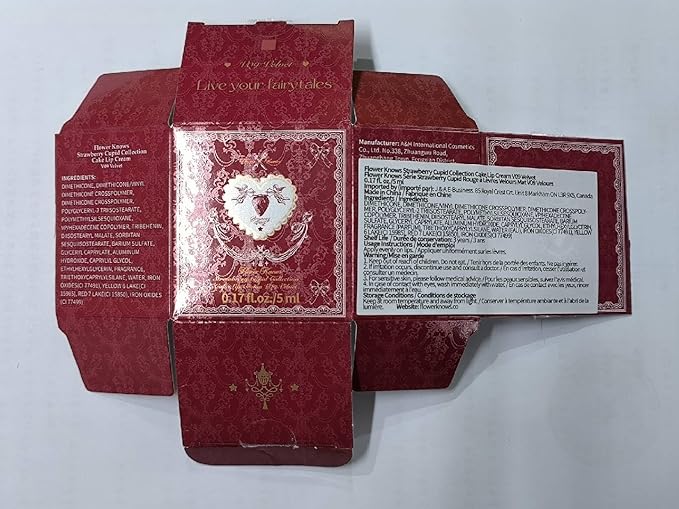 Flower Knows Strawberry Cupid Cake Lip Cream,Long Lasting Warm Red Matte Lipstick,Hydrating Lip Stain,Transfer & Smudge-Proof Velvet Liquid Lipstick for Girls&Women,0.17 Fl Oz(V09 Velvet)