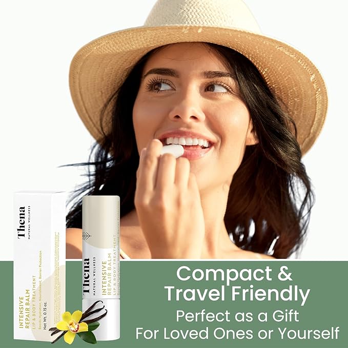 Organic Lip Treatment Balm with Shea Butter & Vanilla, 6 Pack, Ultra Hydrating Nourishing Barrier-Repair Lip Therapy Moisturizer for Dry, Sensitive, Aging Lips, Natural Skin Care, Women and Men