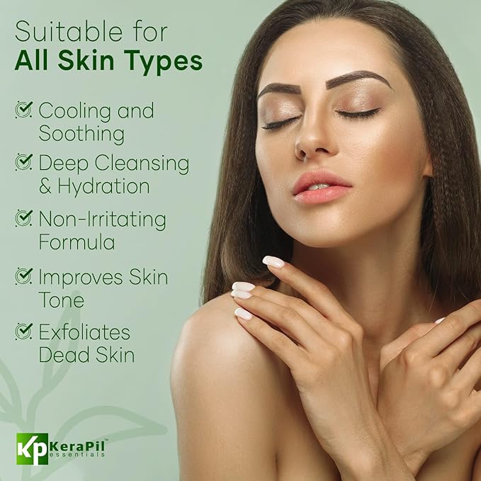 KERAPIL Exfoliating Body Wash with Salicylic Acid - No Dry Out, Gentle Exfoliates Rough and Bumpy Skin, Body Acne Wash, BHA & AHA - Cucumber and Mint Salicylic Acid Body Wash - (16 fl oz)