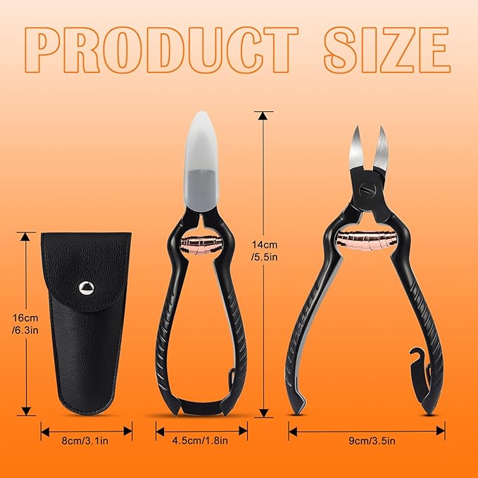 BEZOX Podiatrist Toenail Clippers, Heavy Duty Ingrown Nail Clippers for Thick Nails, Surgical Grade Stainless Steel Pordiatry Ingrwon Toenail Tools - Black