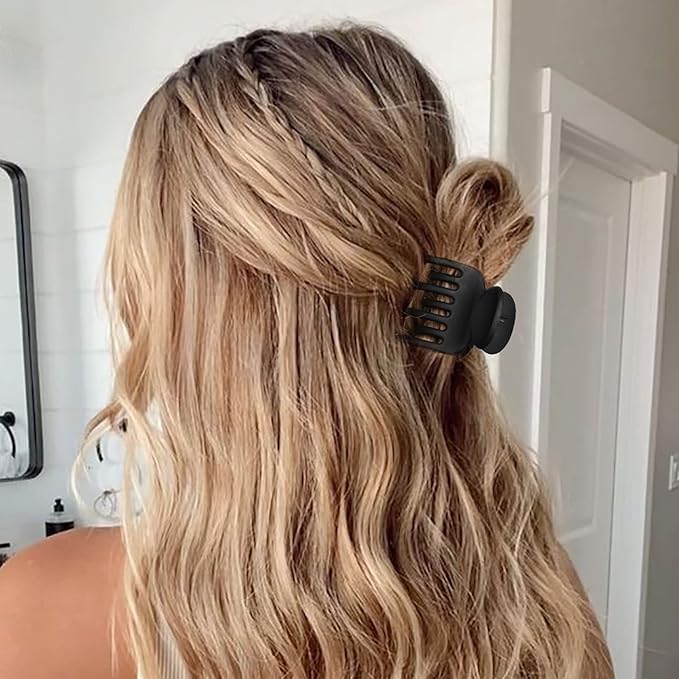 DEEKA Hair Clips Small Claw Clips for Thin Hair 6 Pack Double Row Teeth 1.6" Medium Matte Non-slip Short Hair Accessories for Women and Girls -Brown