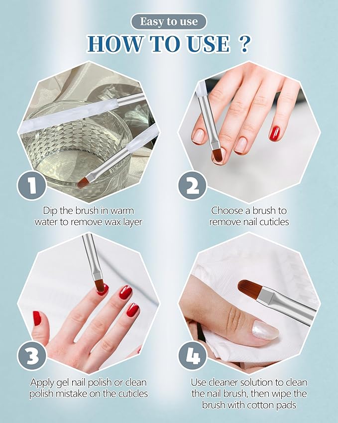 3PCS Nail Polish Clean Up Brush, Round&Falt&Angled Acetone Resistant Nail Brush for OPI Nail Polish Remover, Fingernail Cleaning Brushes at Home Nail Art and Designs(Calligraphy White)