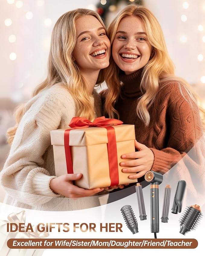 Hair Dryer Brush Air Styler: Dual Voltage 7 in 1 Ionic Multi Styling Tools with Hot Air Straightener, Auto Wrap Curlers, Frizz-Free Volumizer, Fast Blow Drying Curling Straightening and Smoothing