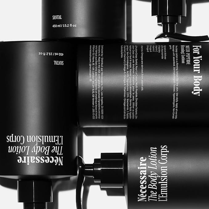 Nécessaire The Body Lotion – Santal - Multi-Peptide - Firming Body Lotion for Women + Men. 2.5% Niacinamide. Non-Comedogenic Moisturizer for Sensitive Skin. Dermatologist-Tested – 450ml/15.2 fl oz