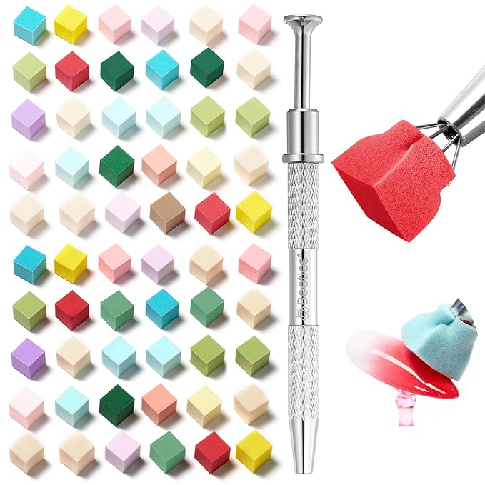 Beetles 150Pcs Soft Nail Sponges for Ombre, Colorful Nail Sponge with Grabbing Pen, Blooming Nails Art Brushes, Gradient Manicure DIY Tools, Professional Accessories Supplies for Home and Salon Use