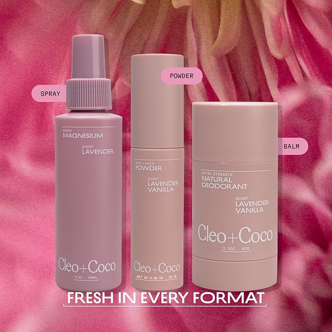 Cleo+Coco Extra Strength Deodorant Balm, Lavender Vanilla (2-Pack, 2.2 oz Each), Aluminum-Free Natural Deodorant with 5X Odor Fighters, Vegan, No Synthetic Fragrance (2 Pack, Lavender Vanilla)