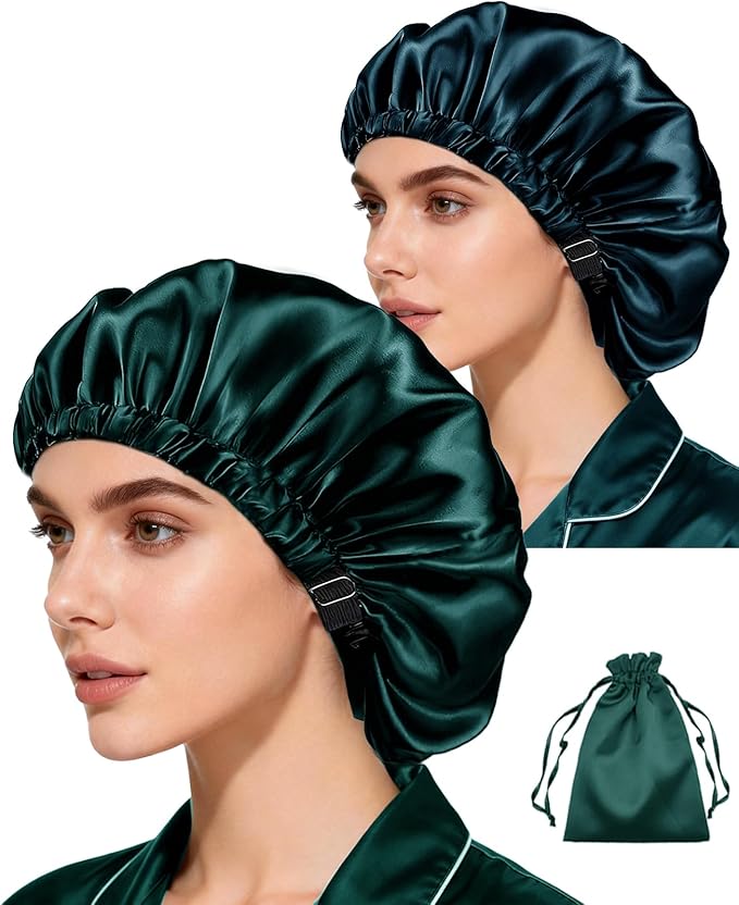 3Pcs Hair Bonnets For Sleeping Satin Bonnet For Women Silk Bonnets Womens Curly Hair Sleep Caps Silky Night Cap