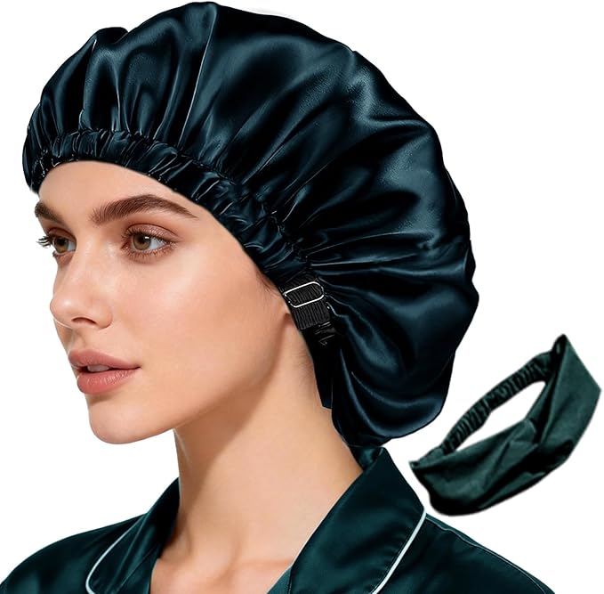 2Pcs Satin Bonnet Silky Bonnets Hair Bonnet For Sleeping Double Layer Curly Hair Sleep Cap Womens Silk Night Hats