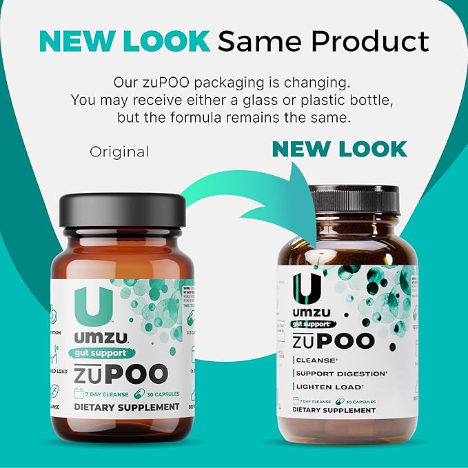 UMZU zuPOO Gut Cleanse Detox, 30 Capsules – 7-Day Natural Colon Cleanse with Cascara Sagrada & Magnesium Citrate – Vegan, Non-GMO, Gluten-Free Detox Cleanse Supplement for Healthy Bowel Support