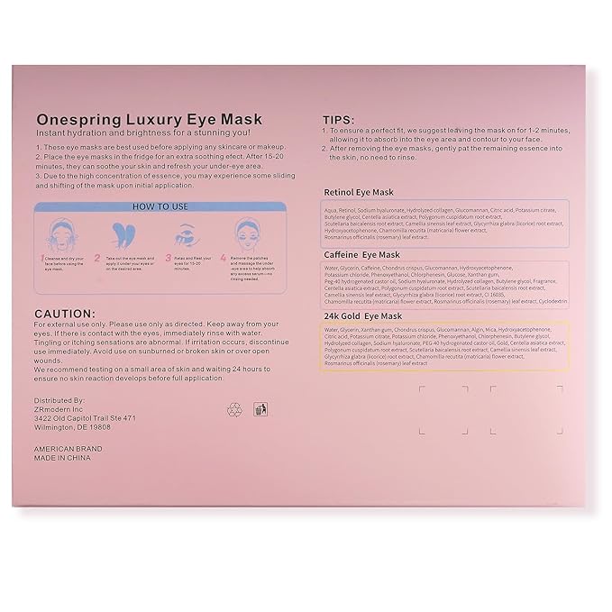 Eye Masks (24 Pairs) - Gifts for Her - Caffeine, 24K Gold and Retinol Under Eye Patches for Puffy Eyes, Dark Circles & Fine Lines, Bachelorette Party Favors, Birthday, Valentine's Day Gift