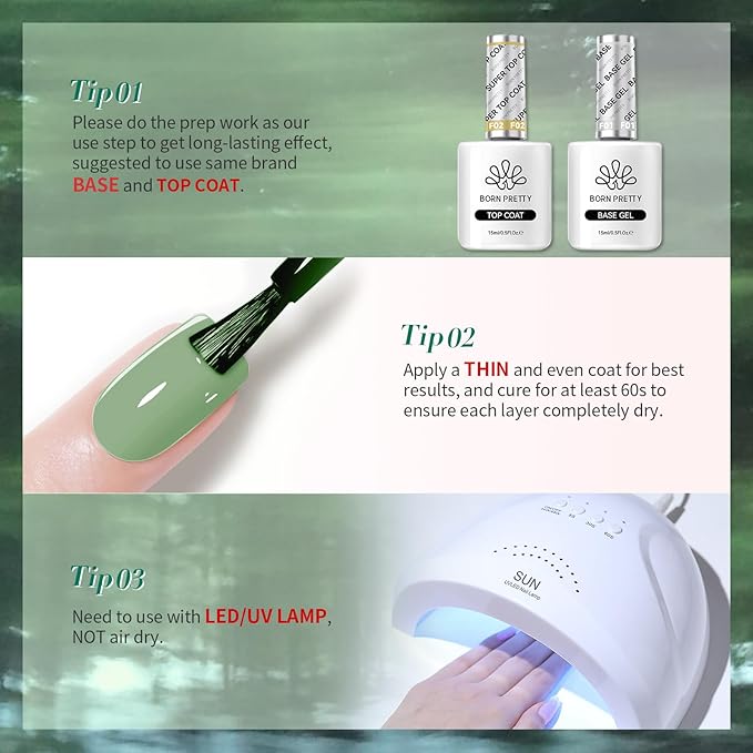 Born Pretty Green Gel Nail Polish,Light Green to Dark Shades Glitter Blue White Gel Polish Rainforest St. Patrick's Day Soak Off U v LED Light Cure for Salon Manicure and Nail Art DIY at Home