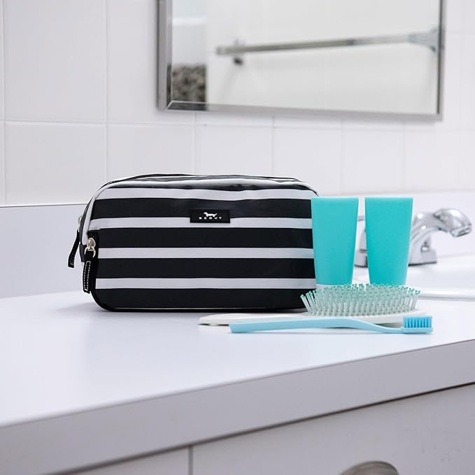 SCOUT 3-Way Toiletry Bag - Travel Makeup Pouch for Women with Three Zipper Compartments - Stands Upright, Wipes Clean