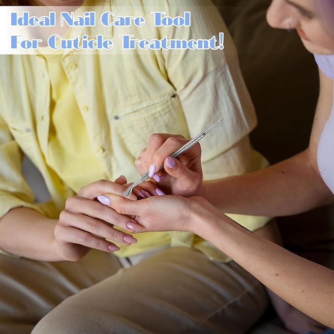 Cuticle Remover Tool, Professional V Shaped Cuticle Pusher Tool 2-in-1 Stainless Steel Trimmer Dead Skin Remover Nail Care for Manicures Home and Nail Shop (Sliver)