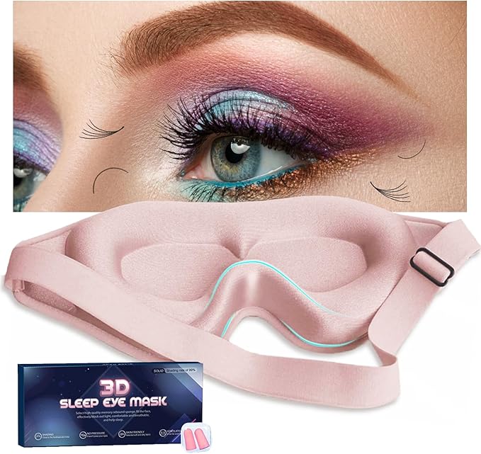 Sleep Mask for Women Eyelash Extension, Eye Mask for Lash Extensions No Pressure 3D Contoured Lash Extension Sleep Mask, Block Out Light Sleep Protector Eye Shade Cover for Travel Yoga Nap