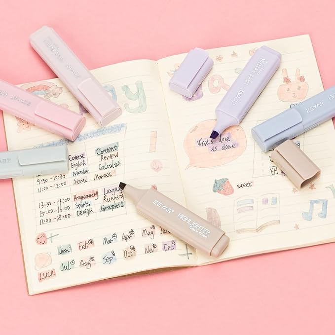 ZEYAR Highlighter Pen, Cream Colors Chisel Tip, Aesthetic Highlighter Marker, Water Based, Quick Dry, No Bleed, for Bible Study Notes School Office (12 Cream Colors)