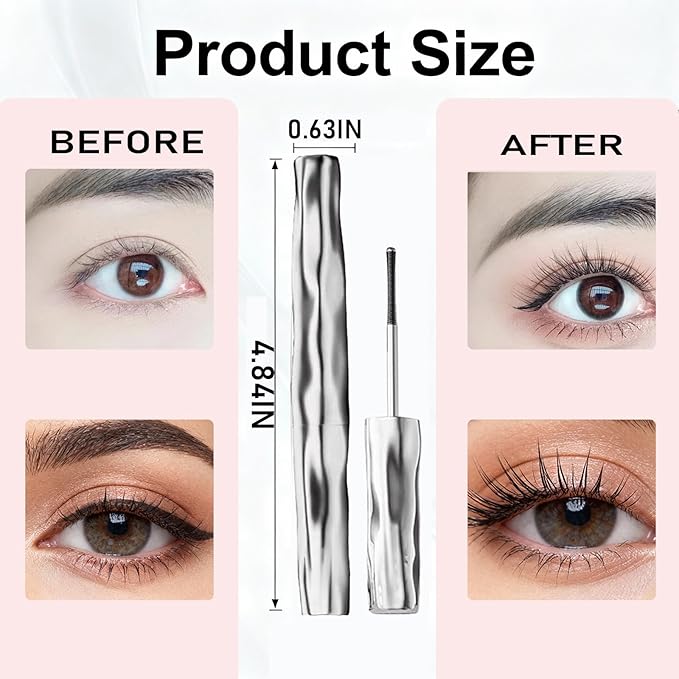 Eyelash Primer, Hydrofix Fiber Mascara, Volumizing & Lengthening - Waterproof Formula - Quick Drying - Black - 0.1 fl oz (2)