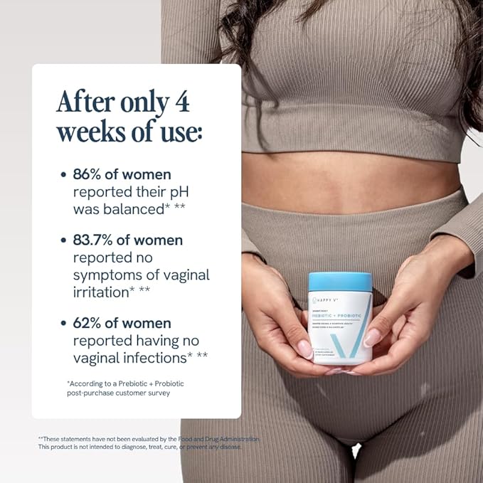 Happy V Dr. Formulated Vaginal Probiotics for Women Odor & Itch Support, Urinary & Gut Health, pH Balance | Womens Daily Probiotic with Patented Prebiotics & Lactobacillus for Feminine Wellness