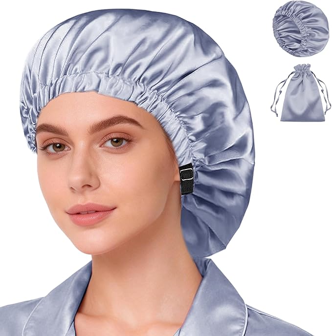 Satin Bonnet 2Pcs Silk Bonnet Hair Bonnets For Sleeping Silky Soft Sleep Cap Womens Night Curly Natural Hair Caps