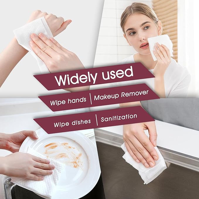 Classycoo Thick Disposable Compressed Towels Tablets- Individually Wrapped Face Towel Travel, Portable Mini Magic Clean Towelettes Daily Single for Camping, Beauty(Alcohol-Free, Odorless, 50 PCS)