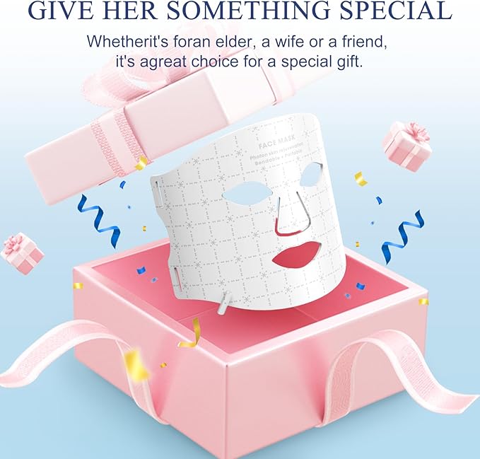 Red Light Therapy for Face, Red Light Therapy Mask with Remote, Rechargeable 7 Colors LED Light Therapy mask, Anti-Aging, Wrinkle Reduction and Skin Firming, Home & Travel Use