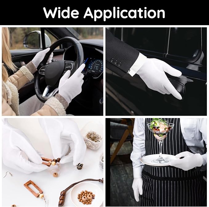 Segbeauty 12 Counts Moisturizing Hand Gloves with Elastic Band, Extra Large Lotion Gloves Overnight for Women, 6 Pairs Moisture Sleeping Gloves for Dry Hands, Thick Cotton Work Gloves for Art Handling