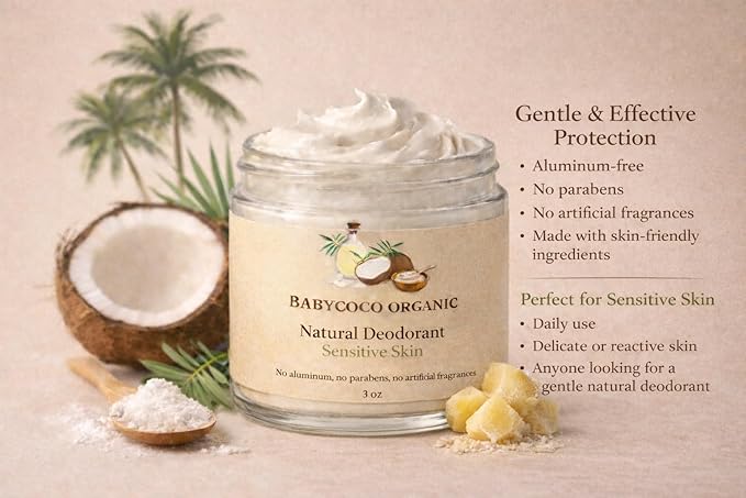 Natural Deodorant β Sensitive Skin, Aluminum Free, Baking Soda Free, Gentle Formula for Delicate Skin, Handmade in Miami, 3 oz